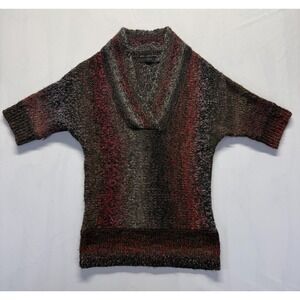 The Limited Sweater Women Small Multi Earth Tone‎ Tight Knit Ribbed Deep V Neck